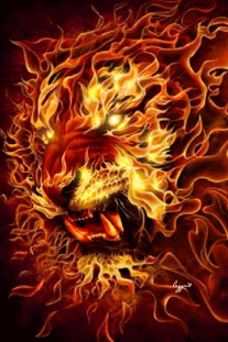 Gif animé lion feu